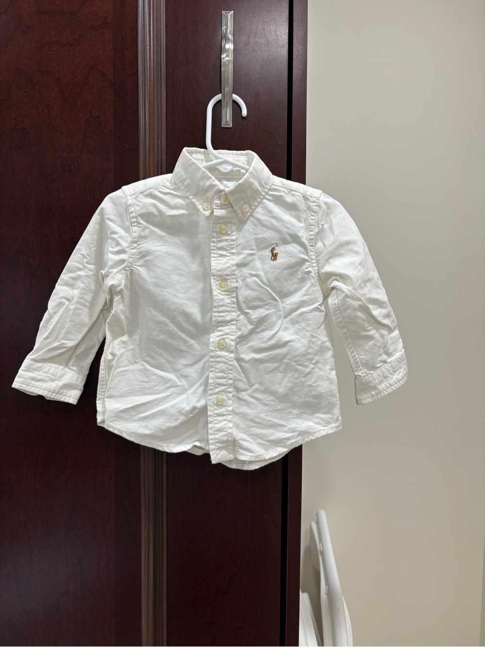 Ralph Lauren White Long-Sleeve Button-Down Shirt for Kids